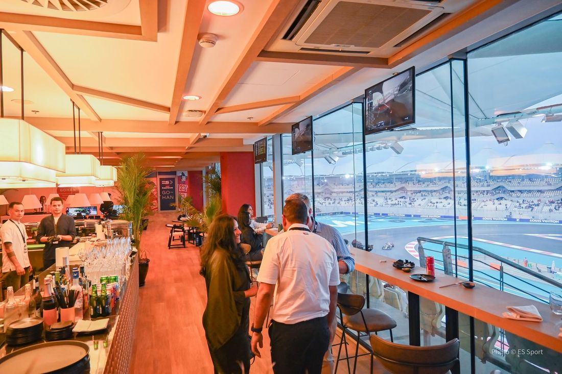 The suite bar at sunset