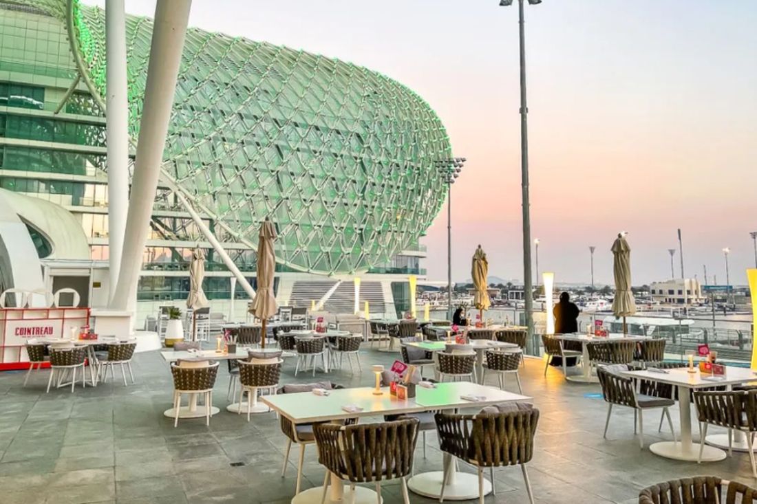 Terrace dining beside the W Abu Dhabi