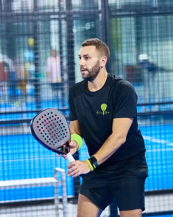 Professionals and executives on court