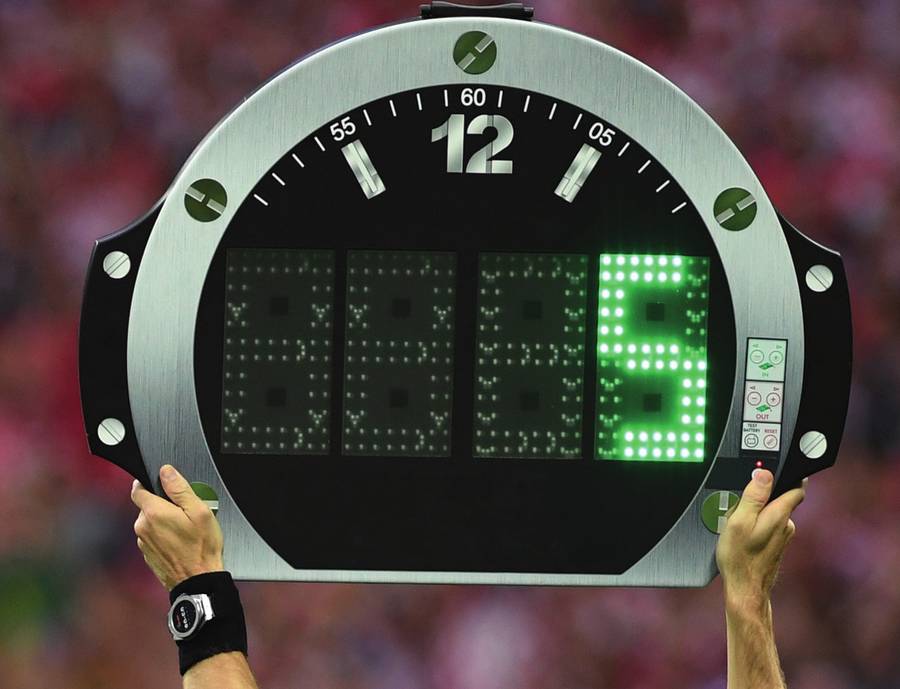 Official substitution board with sponsor logo
