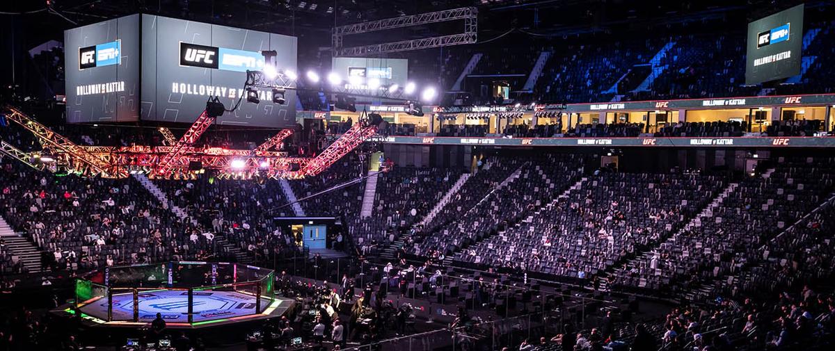 The Octagon set up inside Etihad Arena for a UFC event