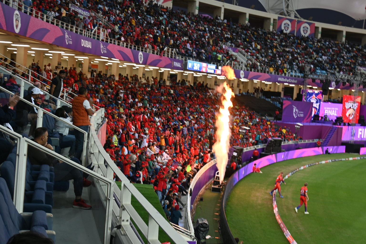 Crowd and pyrotechnics at a UAE stadium event
