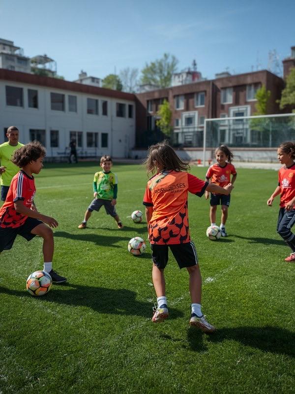 Provn Academy players on the outdoor pitch