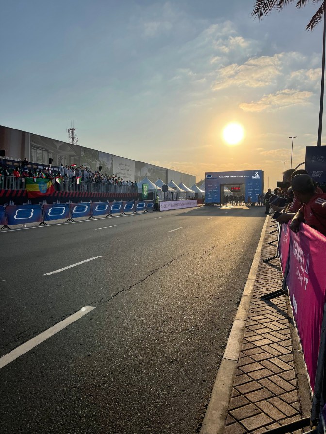 The start line at sunrise