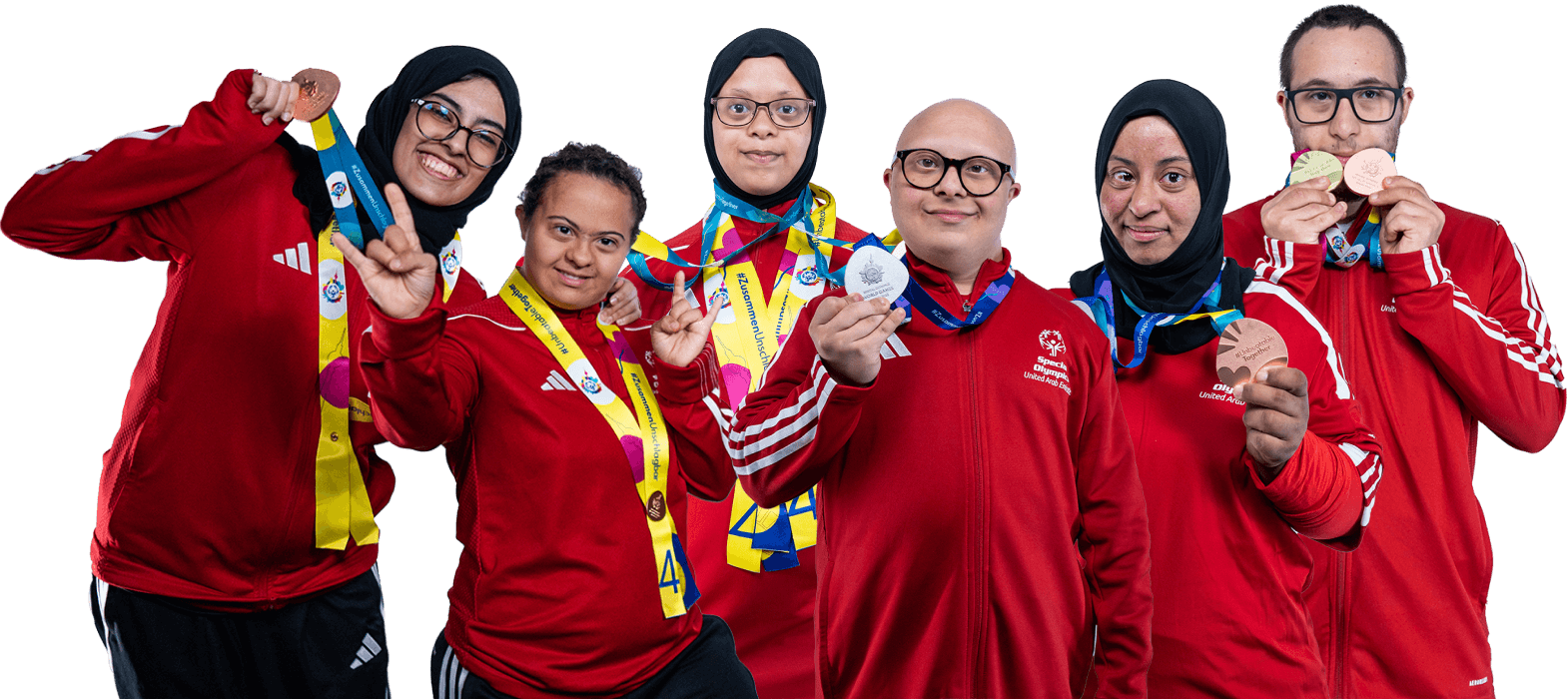 Special Olympics UAE athletes with their medals